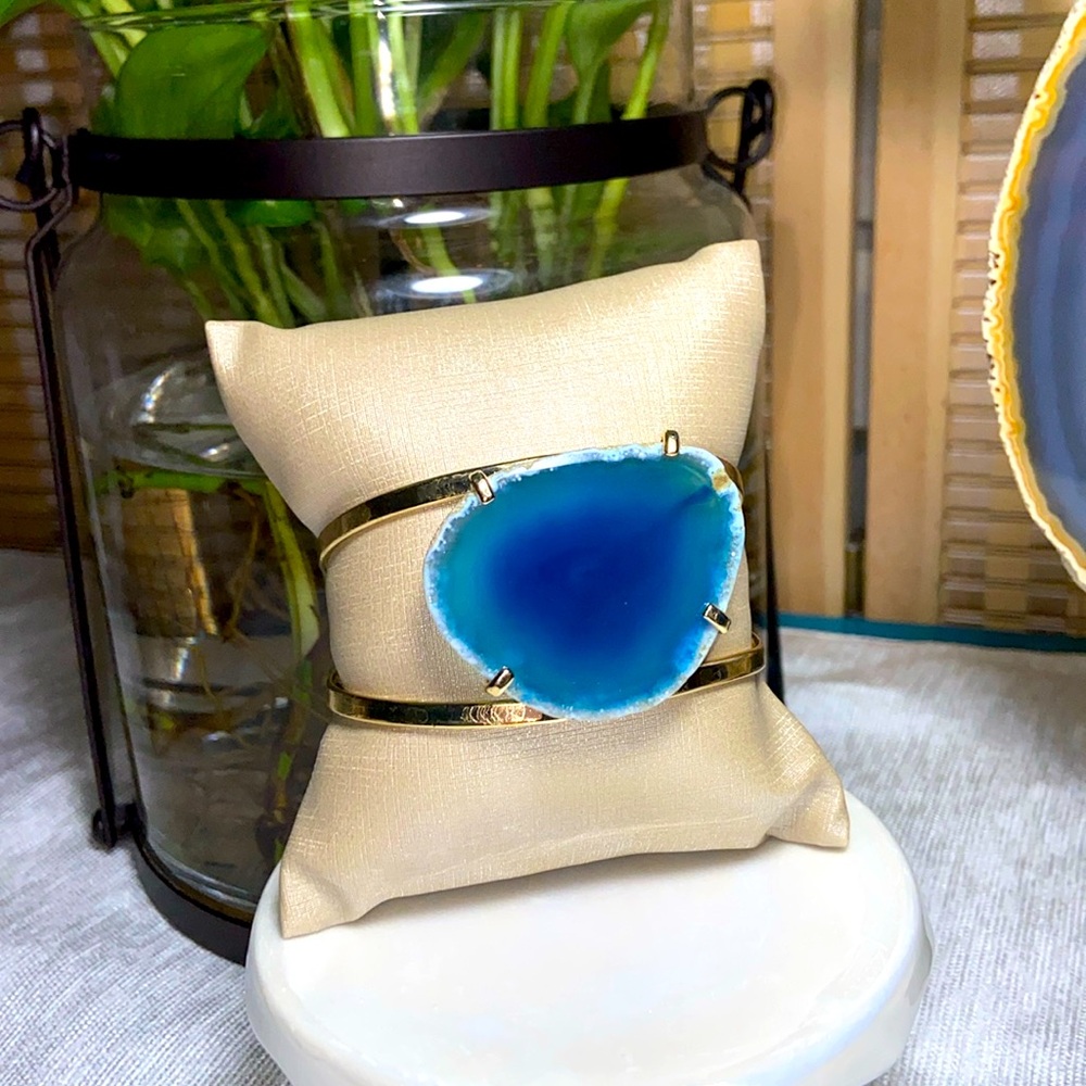 Blue Agate | Bracelet | Gold Plate
